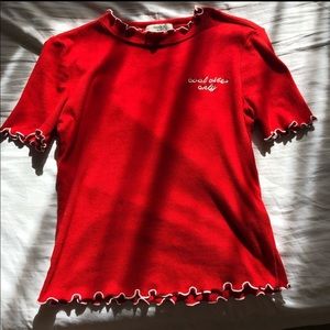 FOREVER 21 Red Forever 21 Lettuce Shirt